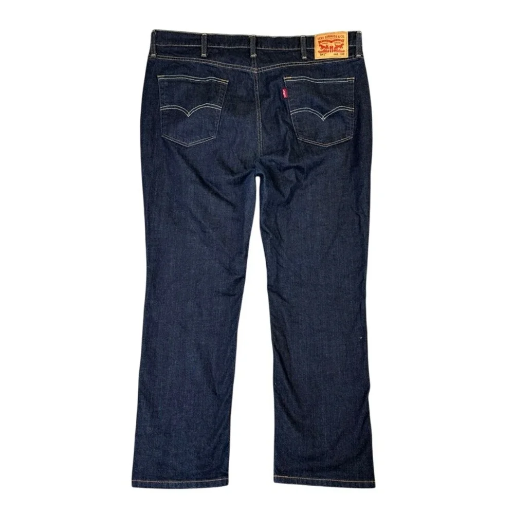 Levi Strauss Mens Dark Wash Indigo Straight Leg Denim Jeans Blue 42x27